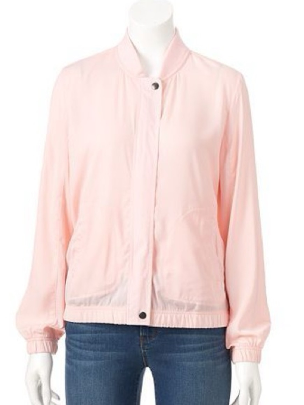 Juicy Couture Light Pink Drapey Satin Bomber Zip-Up Lightweight Jacket